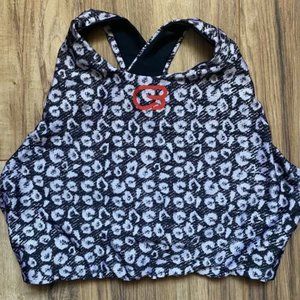 Cyclebar Leapord Print Longline High Neck Sports Bra